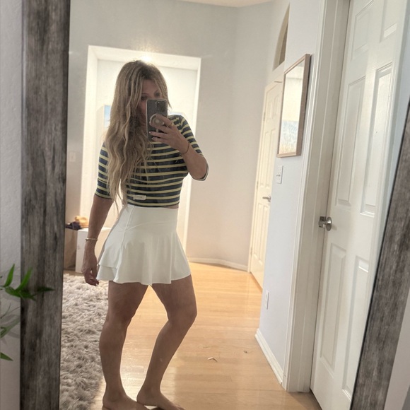 Striped Nauticql Crop Top, 3/4 Sleeves, Sz S - Picture 2 of 6